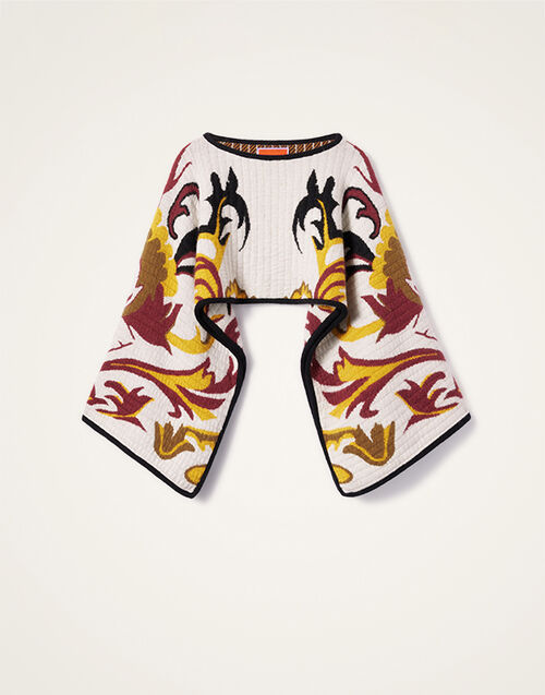 La DoubleJ In My Power Knit Stole Multicolor Ivory & Red SCA0082KNI177VA402BR05