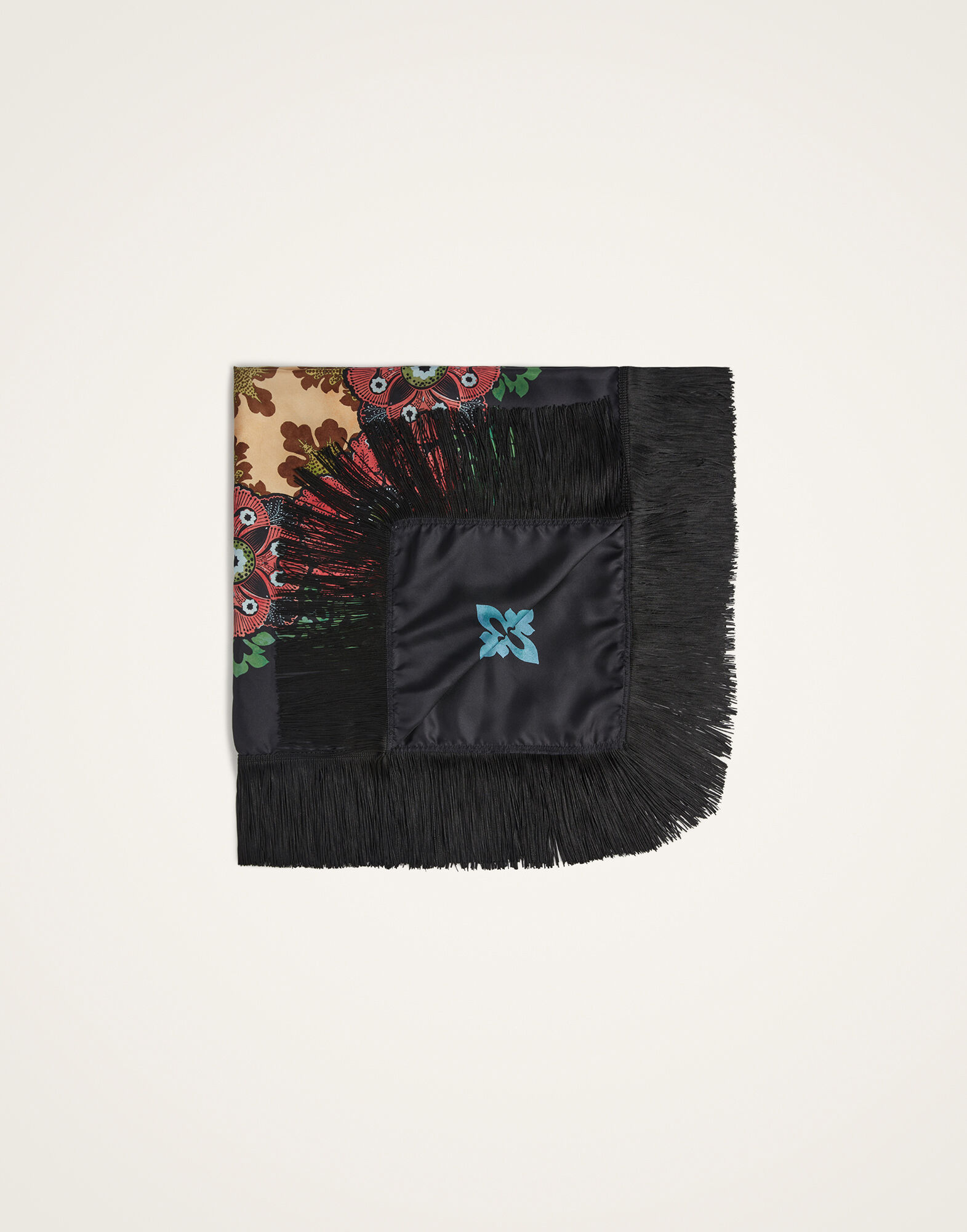 La DoubleJ Reversible Fringe Foulard 90 Bounty Plac&eacute;e Orange SCA0073SIL006BOU01OR02