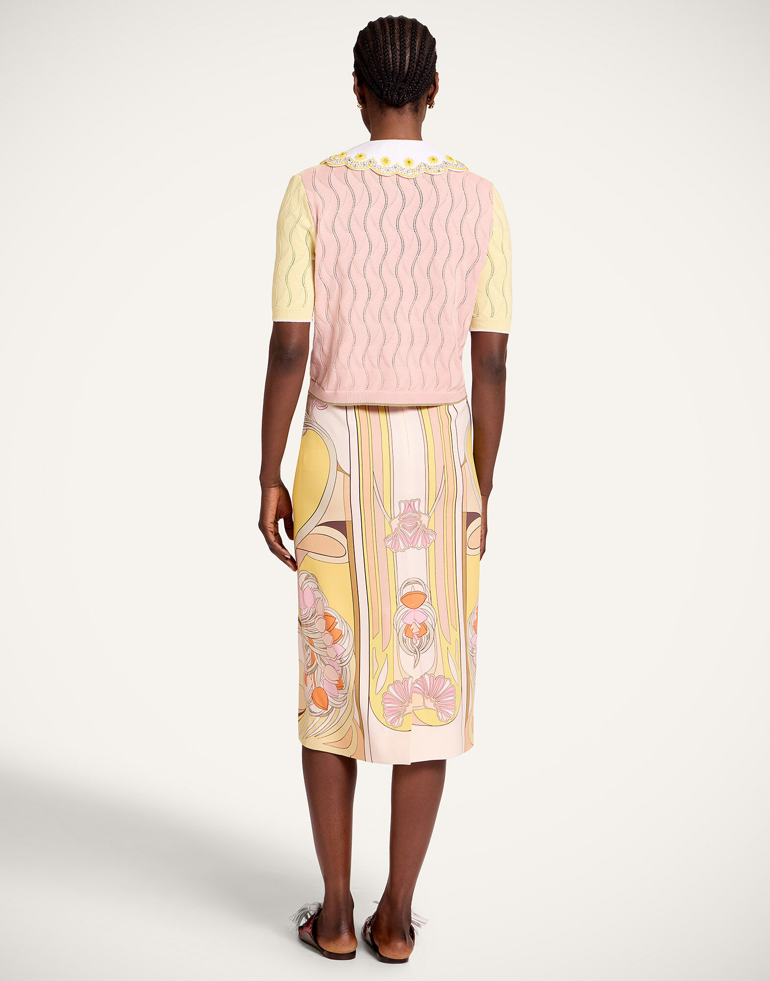 La DoubleJ Pencil Skirt Tulip Plac&eacute;e Pale Pink SKI0022VIS011TUL07PI02