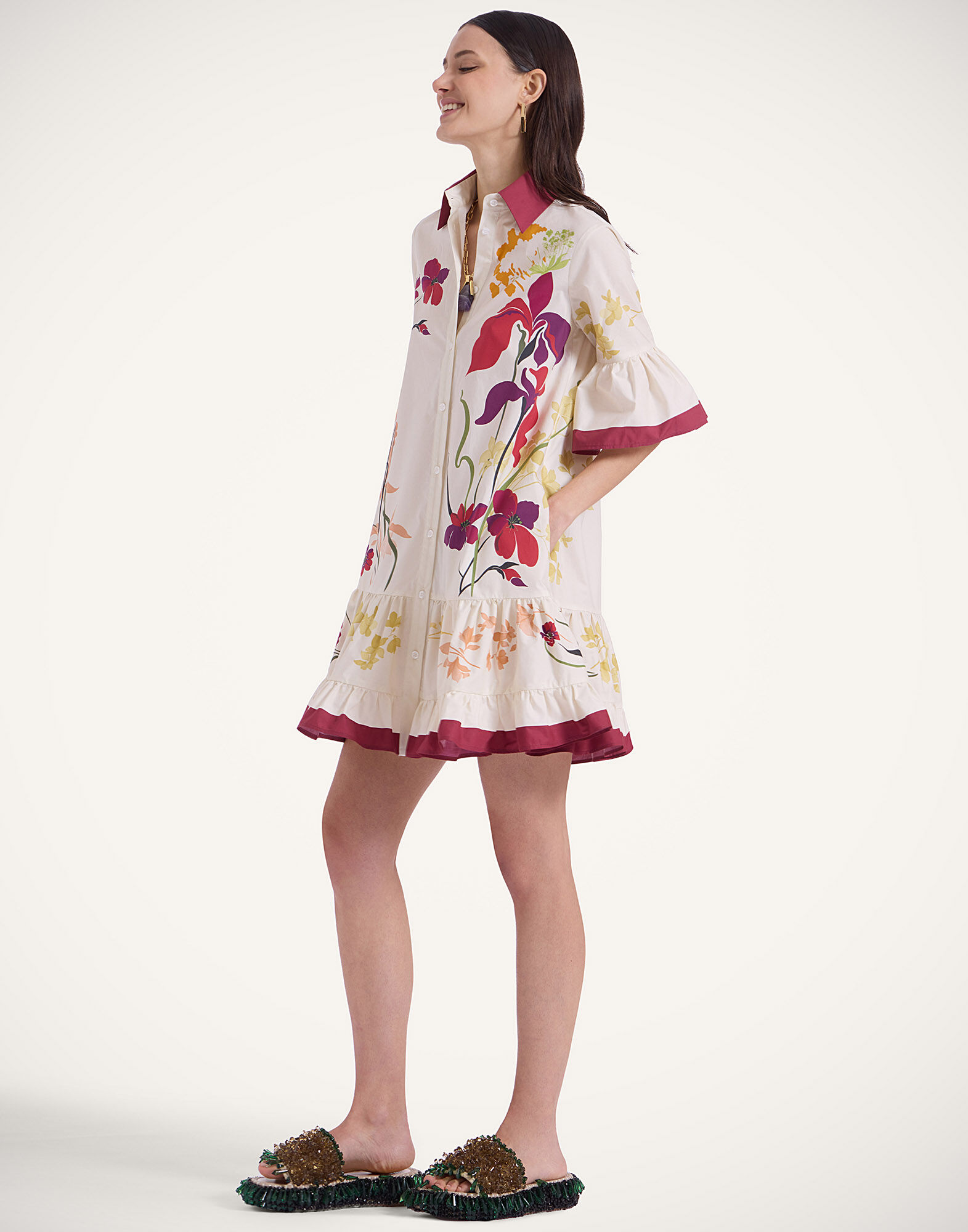 La DoubleJ Choux Dress Corsage Plac&eacute;e Ivory DRE0205COT015CRS01WH04