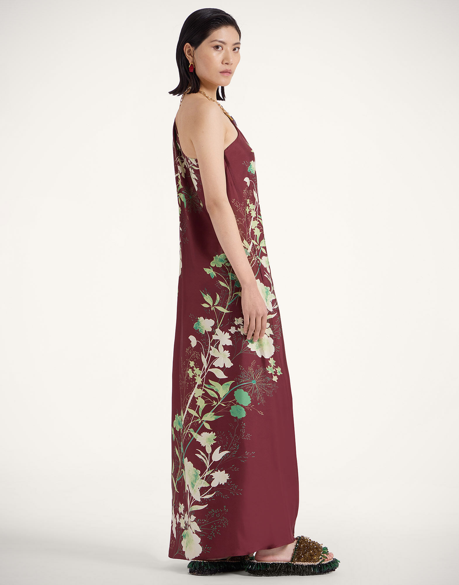 La DoubleJ Roy Dress Woodland Plac&eacute;e Burgundy DRE0304SIL006WOD01RE02