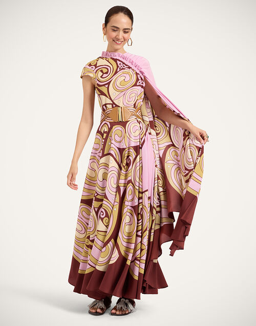 La DoubleJ One Shoulder Brigid Dress Kells Swirl Plac&eacute;e Pink DRE1129CRE002KLS01PI01