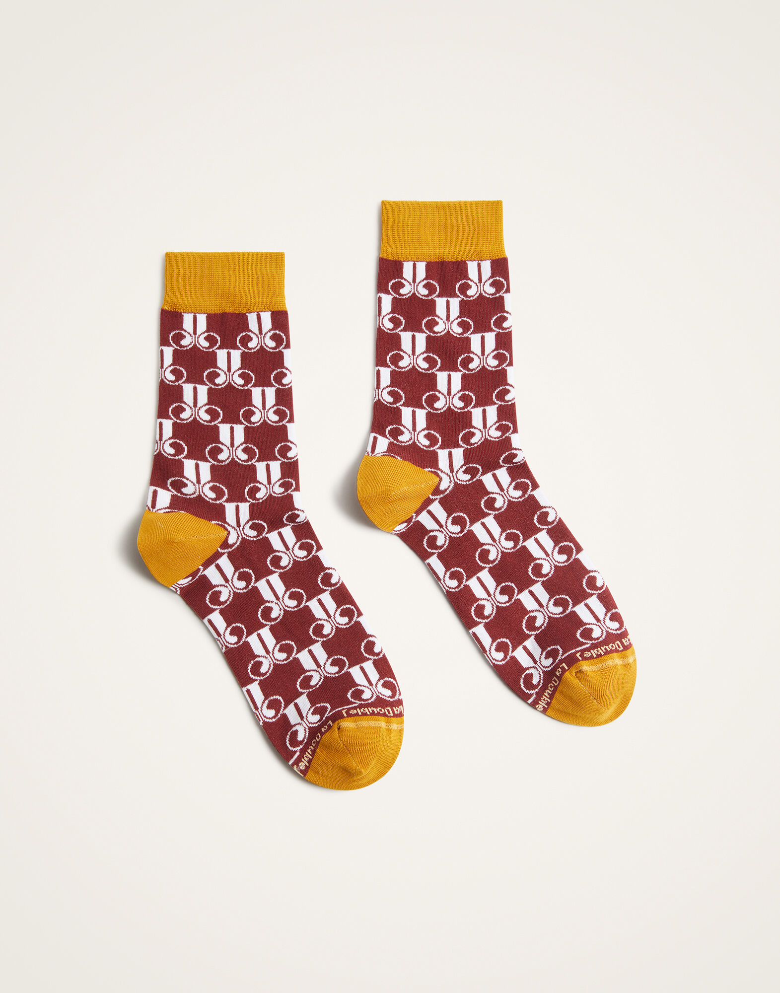 La DoubleJ All Time Socks La DoubleJ Monogram Bordeaux SOC0016COT083DJM01RE02