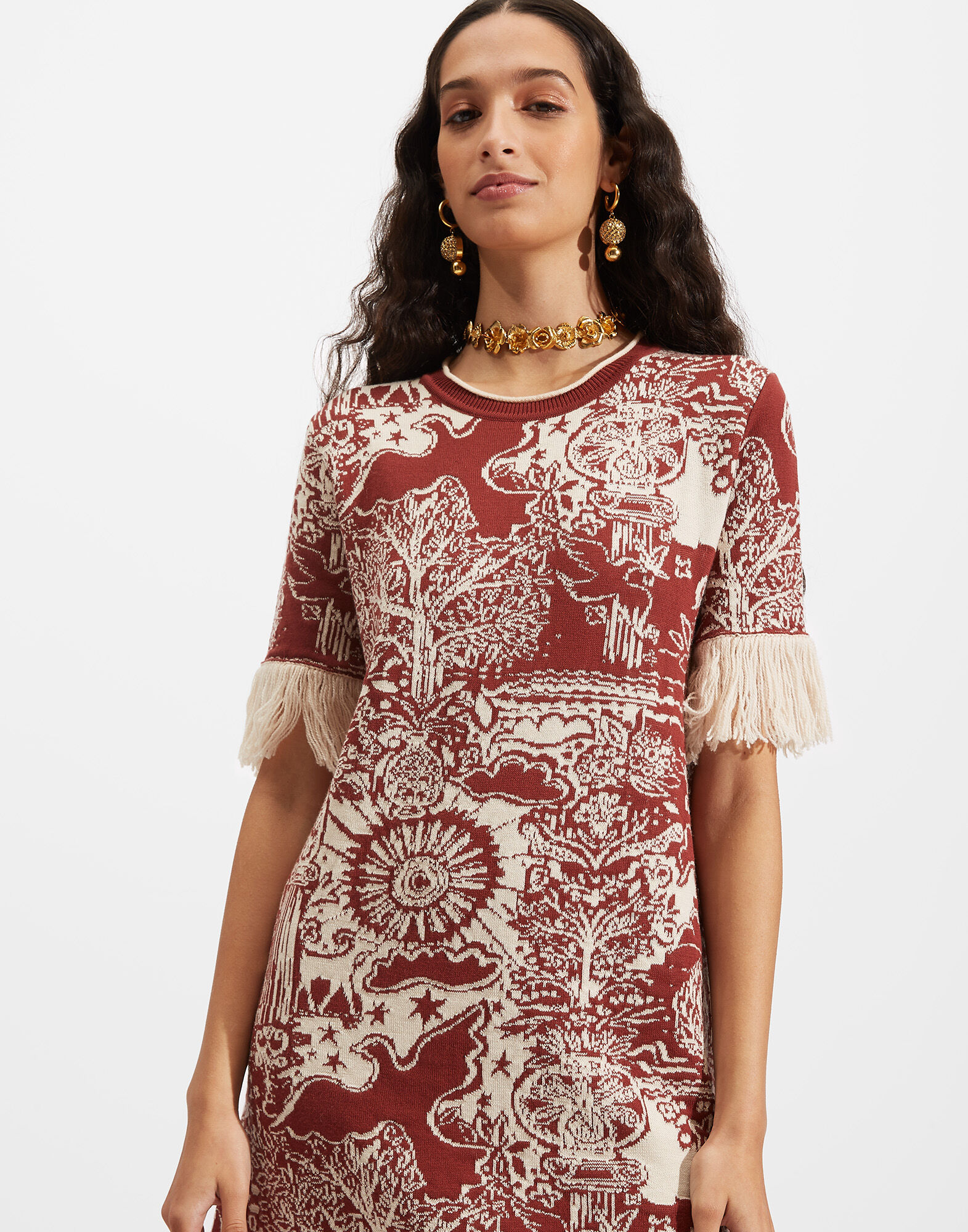 La DoubleJ Jacquard Mini Dress Ionic Rust DRE0310KNI042VAR0075