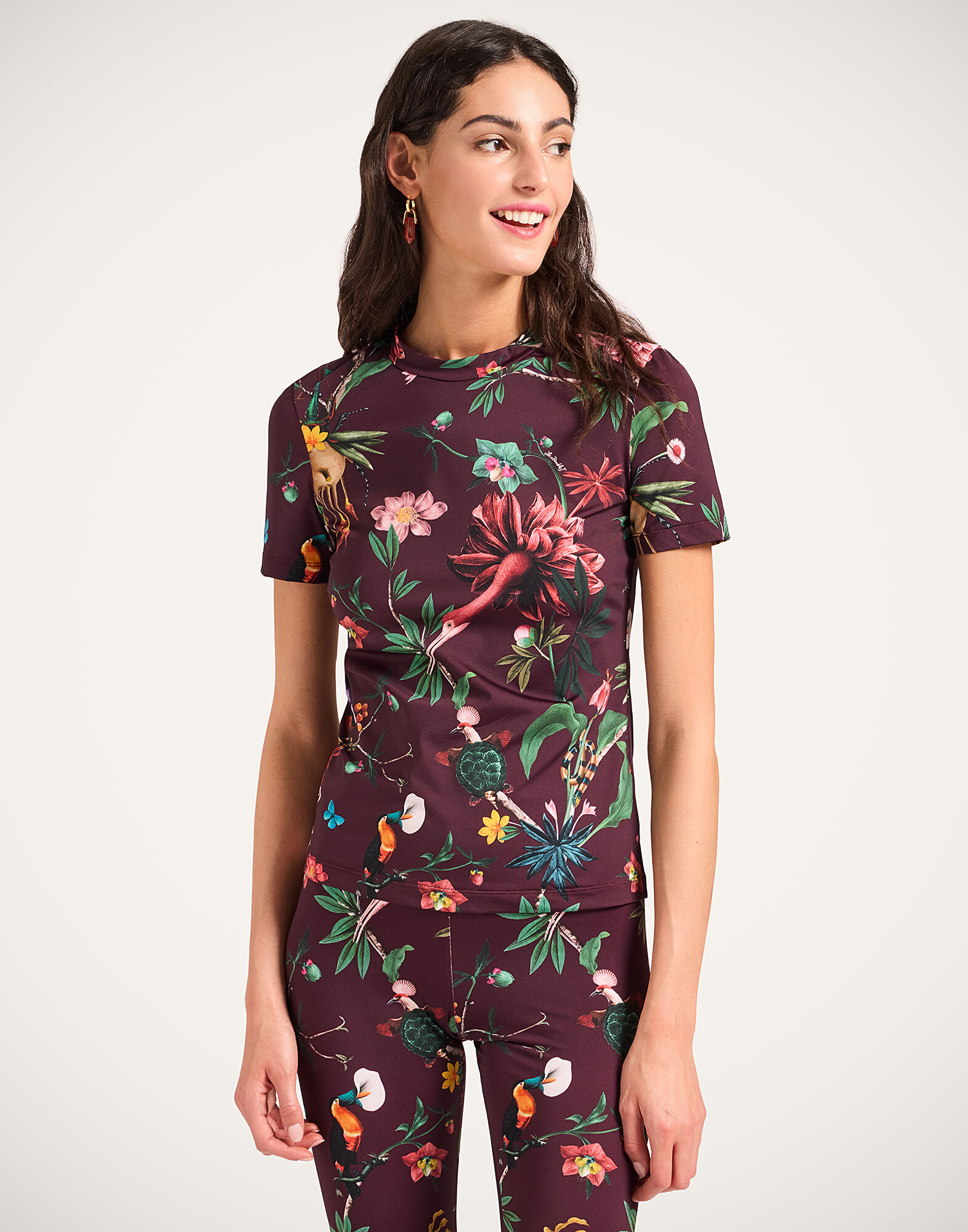 La DoubleJ Jazzercize T-Shirt Zooflora Burgundy TSH0010JER005ZOF02RE02