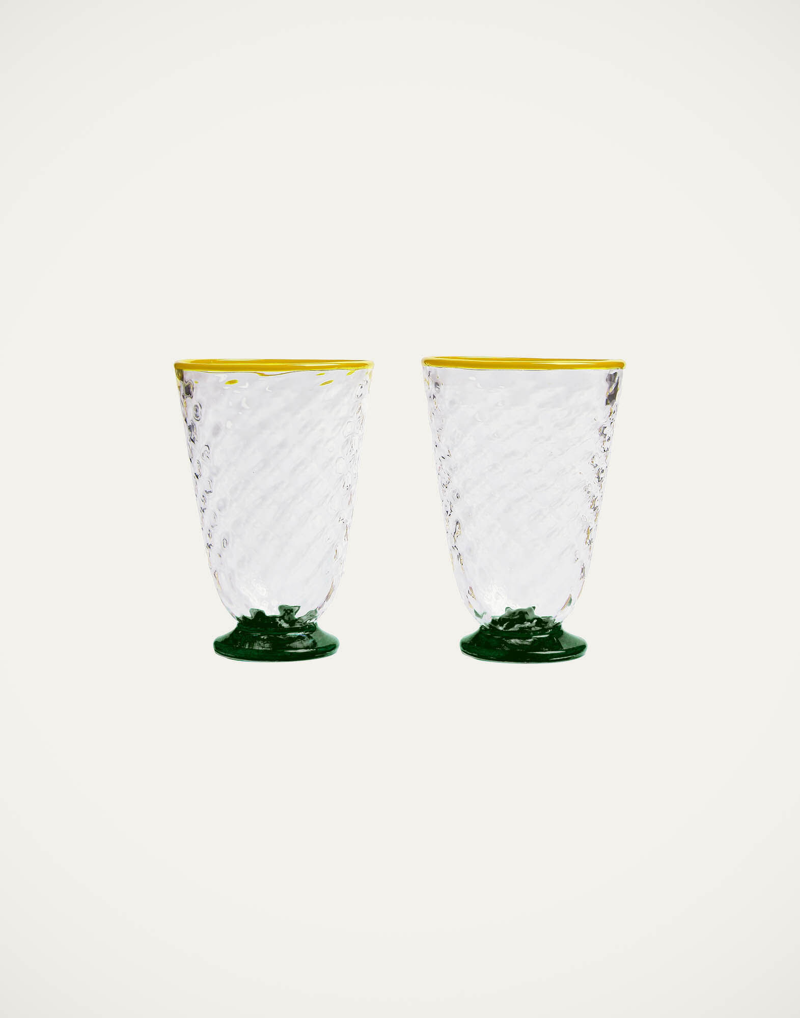 La DoubleJ Quilted Glasses Set Of 2 Green GLA0025MUR001QUI01GR02