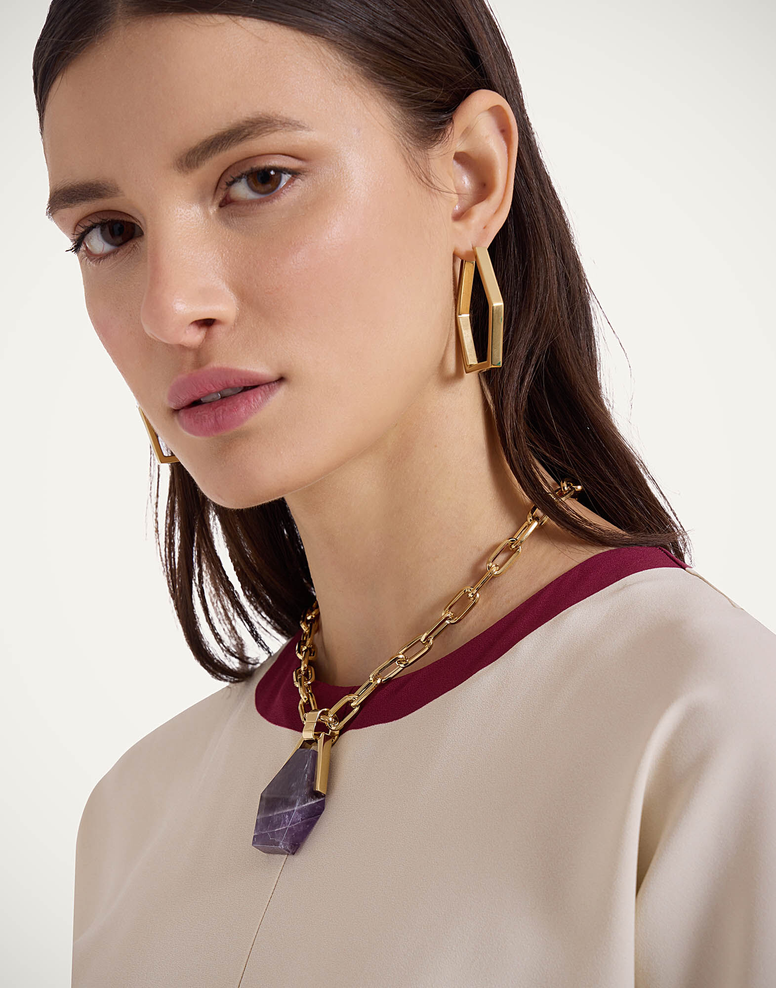 La DoubleJ Portal Necklace 24k Gold Plate & Amethyst NEC0021BRA003AME01YE05