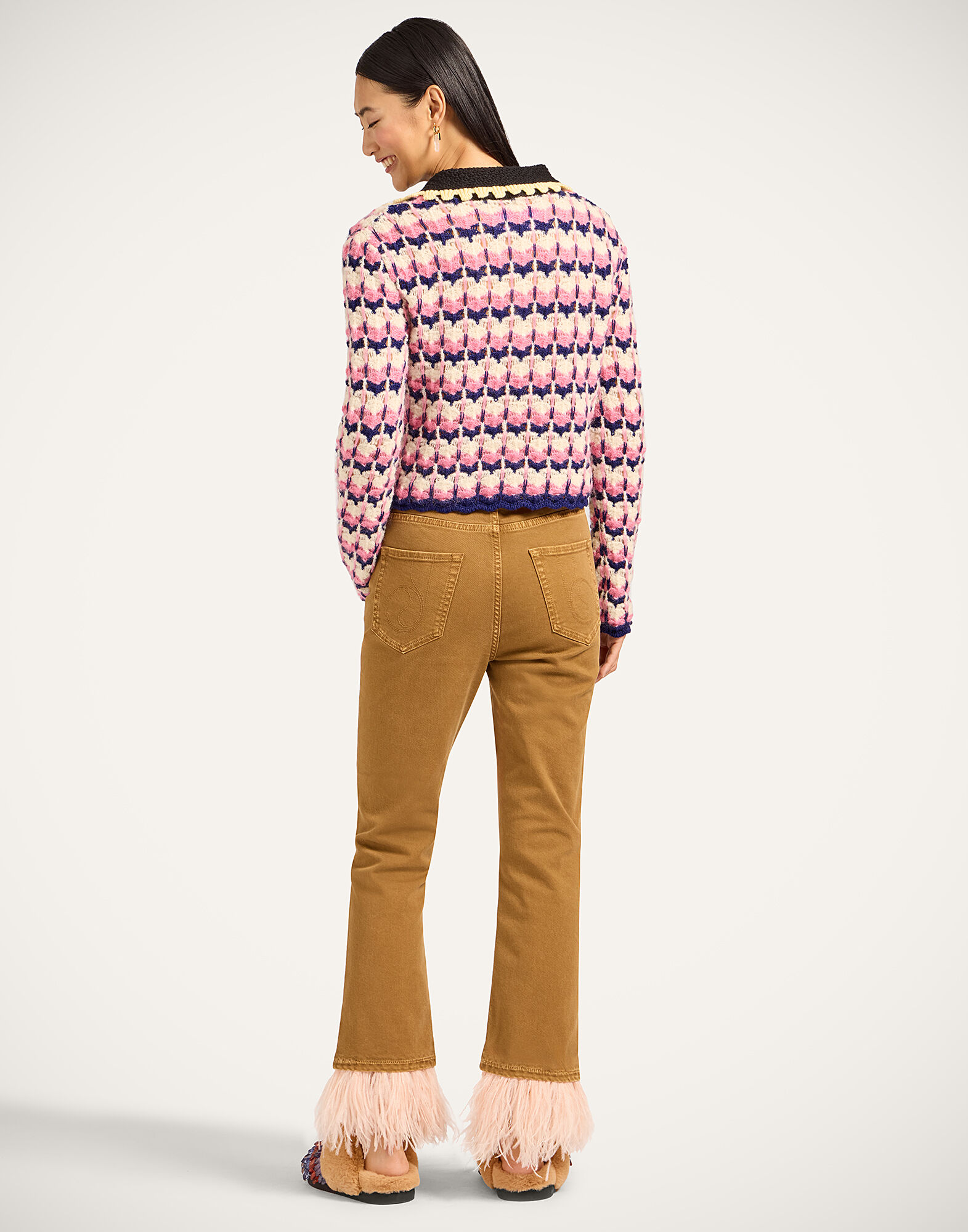 La DoubleJ Fancy Crop Jeans Khaki TRO0097DEN008SOLIDGR07