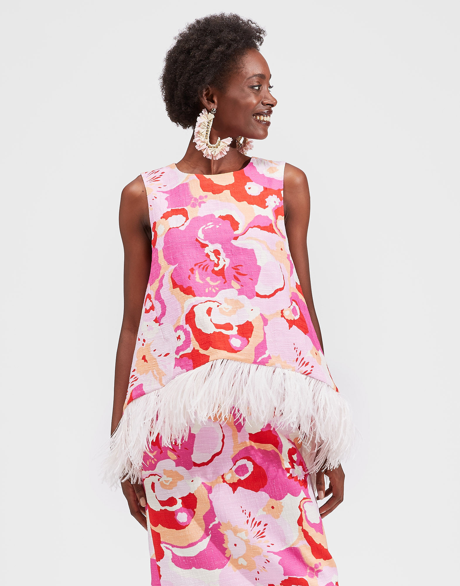 LaDoubleJ La Scala Top (With Feathers) Peonia Rosa TOP0013COT005PEO0002