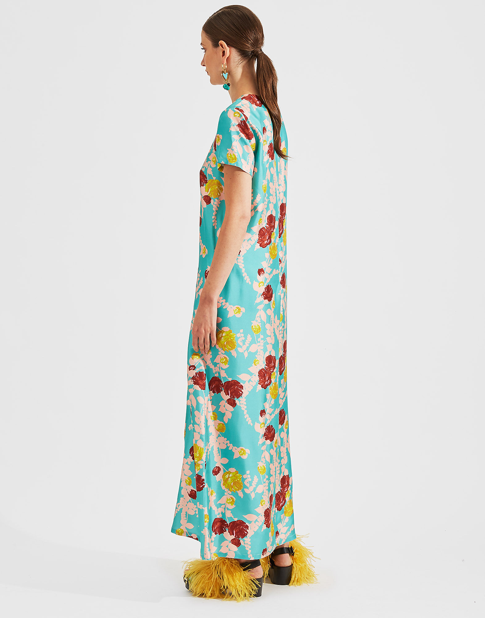 LaDoubleJ Swing Dress Winter Rose Turchese DRE0001SIL001WTR0002