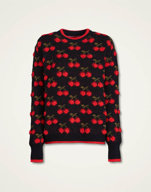 La DoubleJ Cherry Sweater Black / Red PUL0103KNI064VAR0166