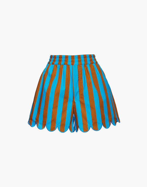 La DoubleJ Pull-Up Shorts Embroidered Riviera Turchese TRO0083COT039RIV02BU08