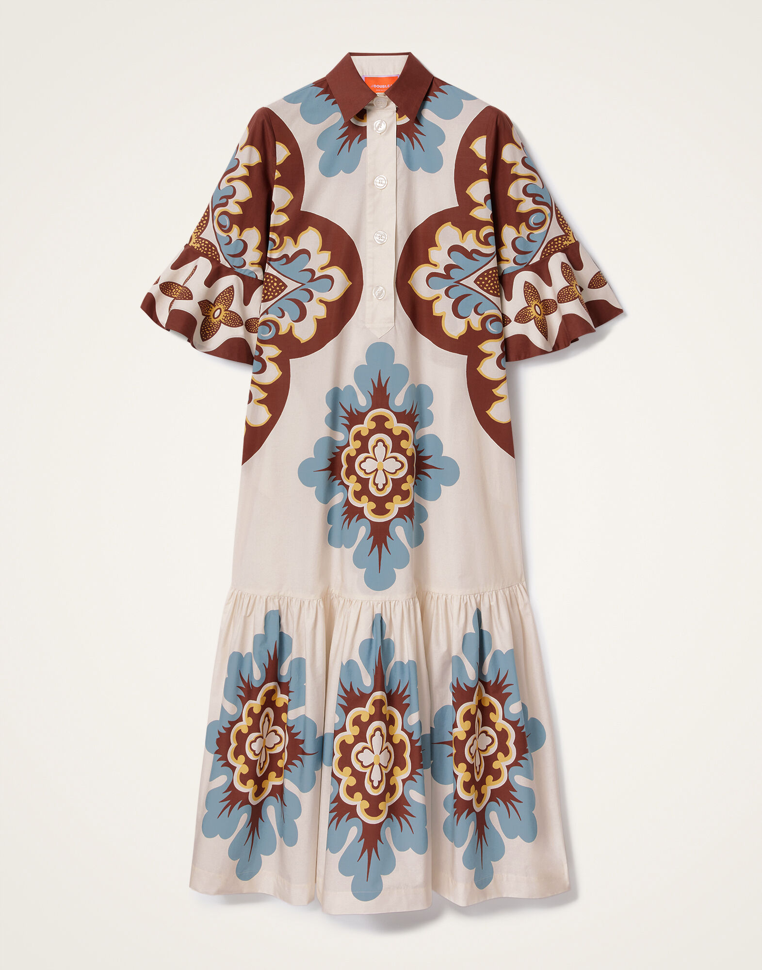 La DoubleJ Artemis Dress Palazzo Plac&eacute;e Chocolate DRE0201COT015PAL08BR07