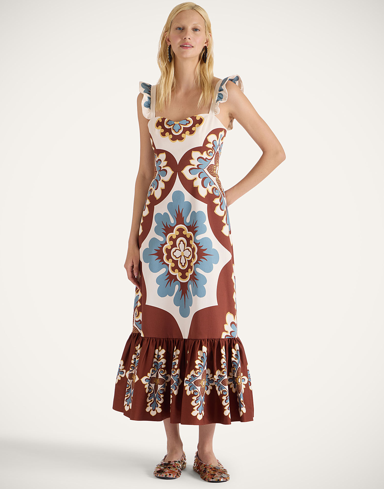 La DoubleJ Gingerbread Dress Palazzo Plac&eacute;e Chocolate DRE0672COT037PAL08BR07