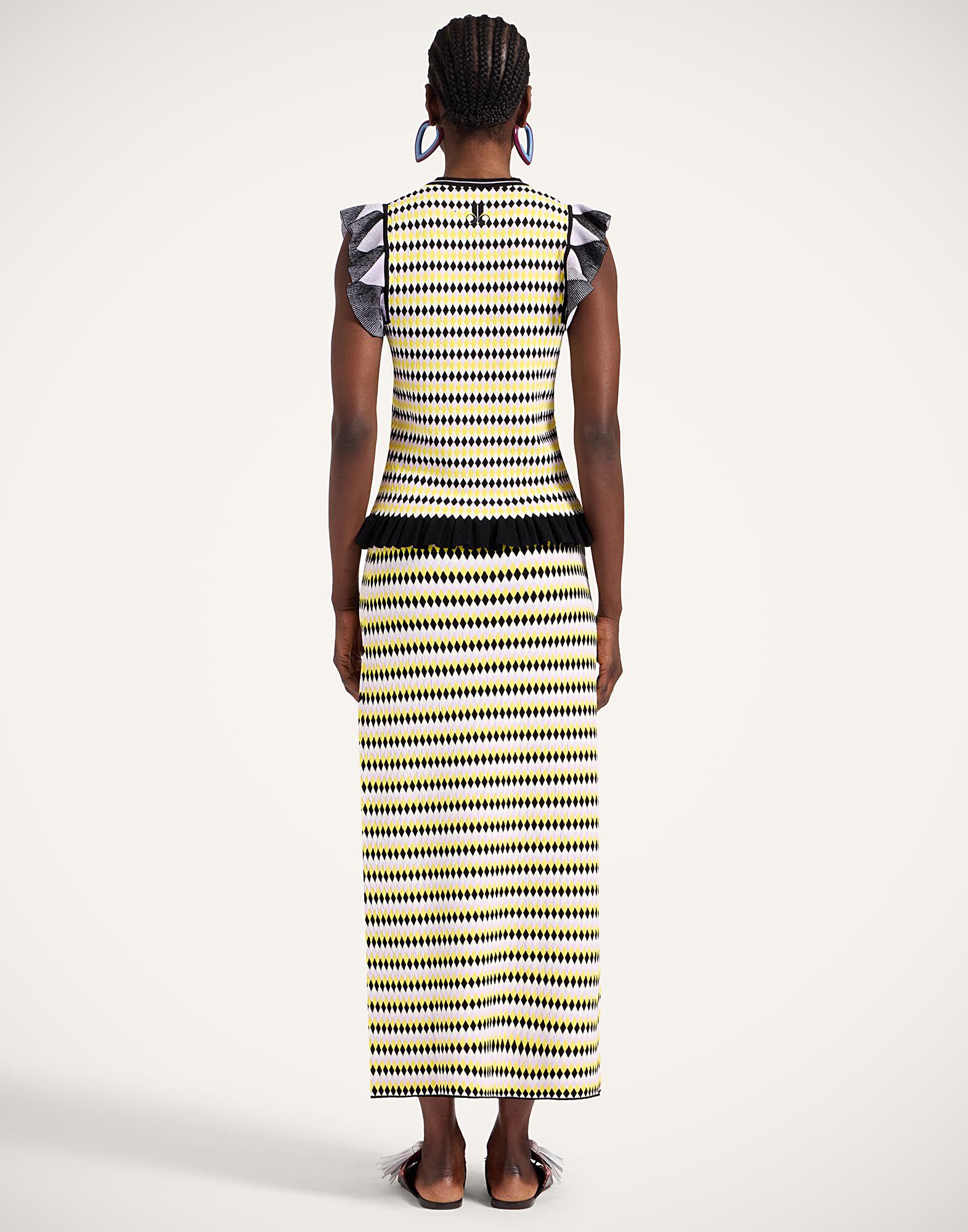 La DoubleJ Checkers Skirt Multicolor Yellow & Black SKI0156KNI159VA370YE02