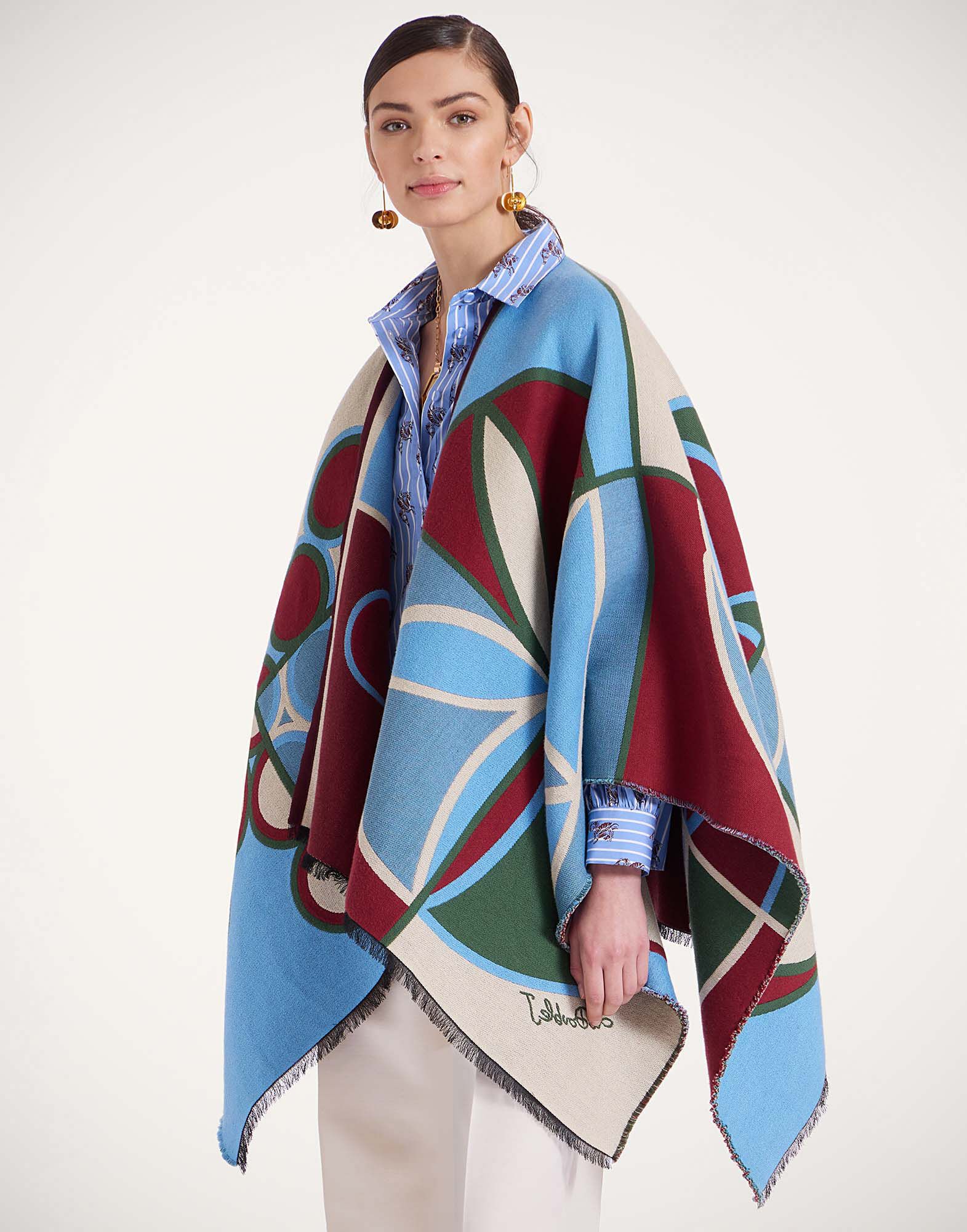 La DoubleJ Poncho Eclipse Plac&eacute;e Multicolor SCA0064WOL028ECL05MU01