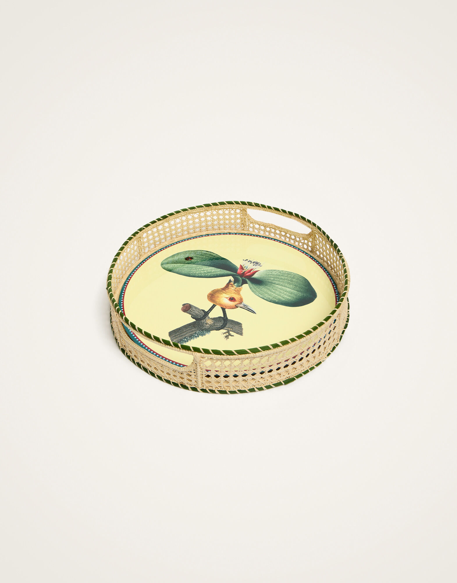 La DoubleJ Raffia Tray Solid Green TRA0005RAF010SOLIDGR02