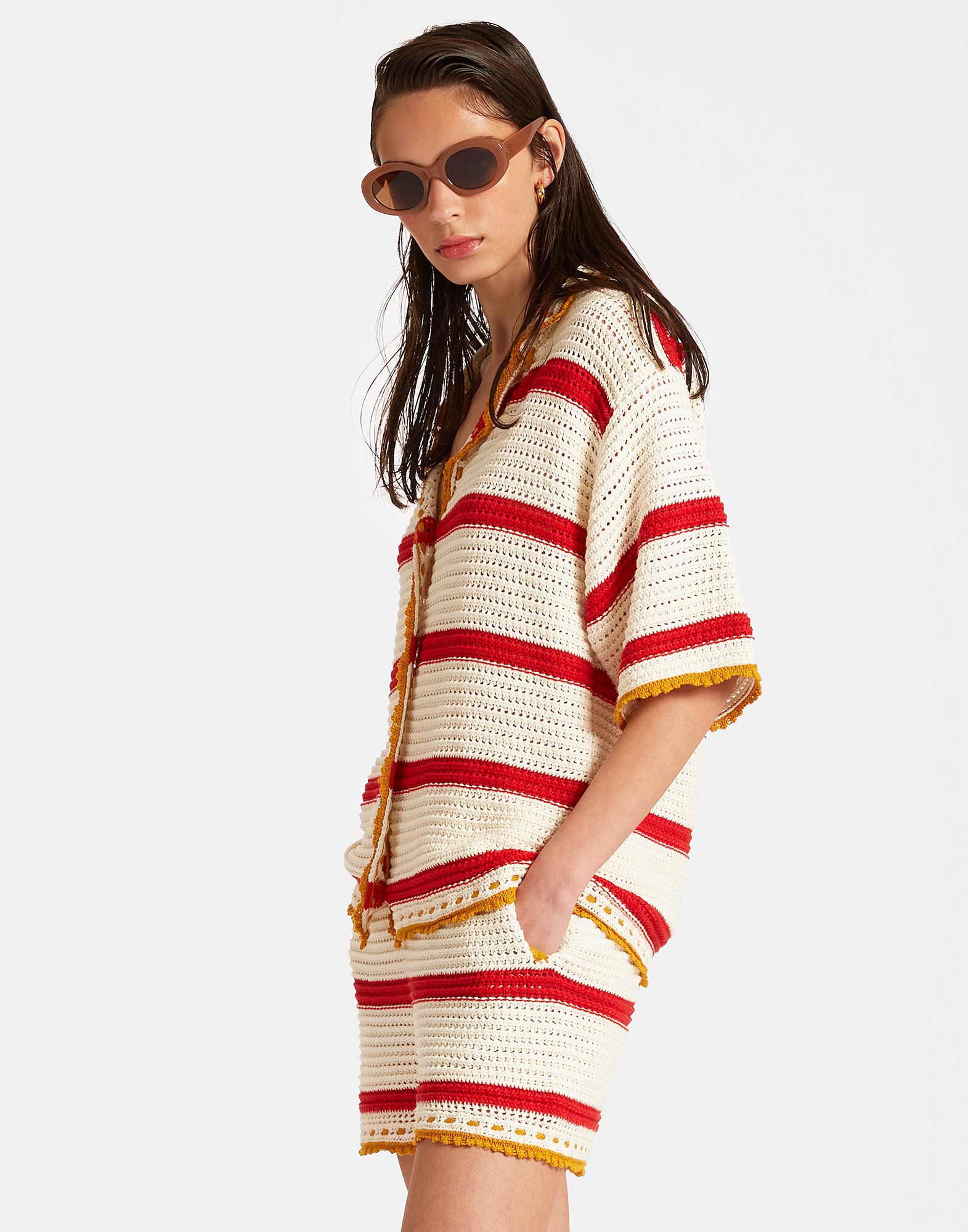 La DoubleJ Salt'N'Vinegar Jacket Cream & Red JAC0104KNI115VA257WH03