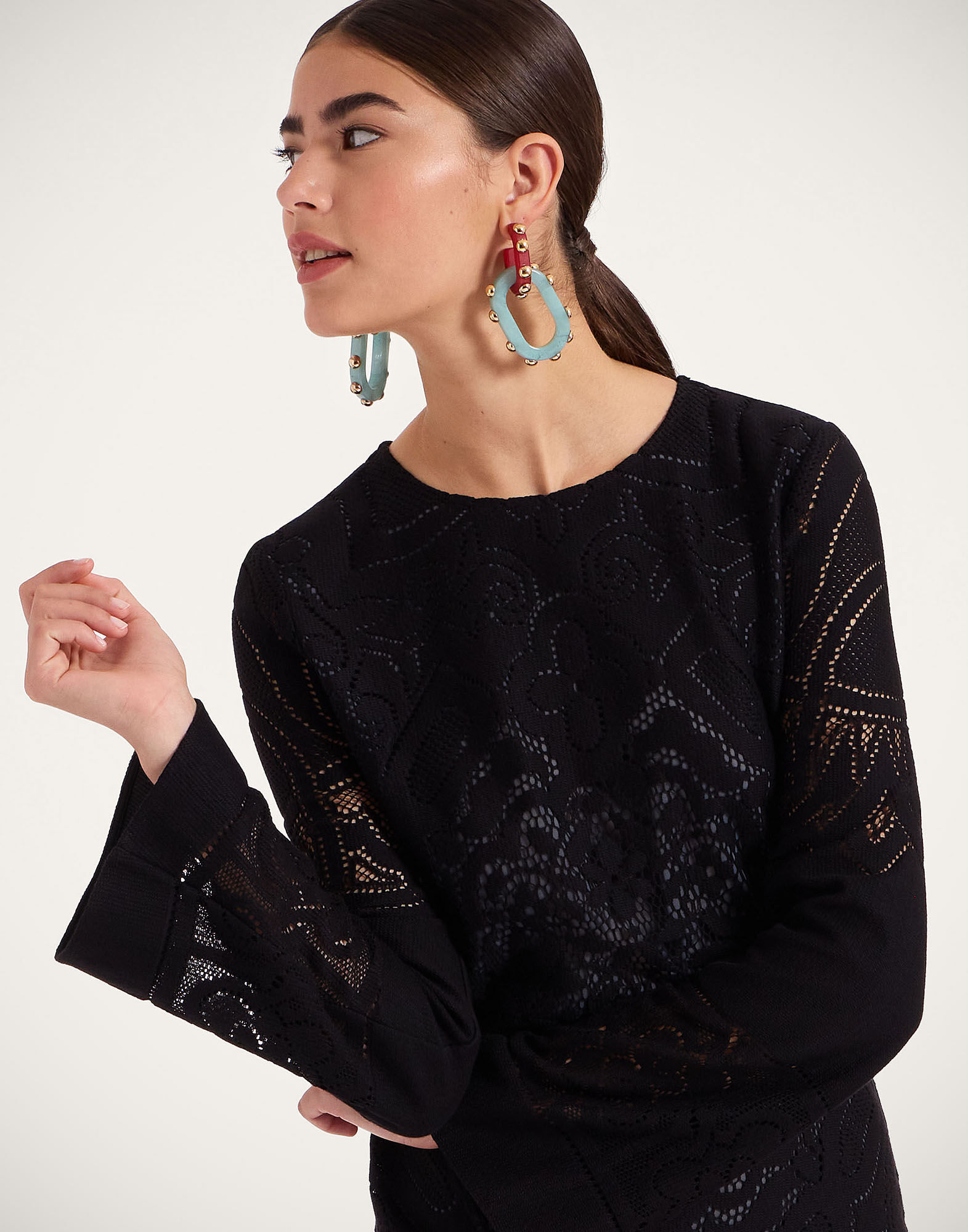 La DoubleJ Lacey Mini Supreme Swing Dress Solid Black DRE0801EMB064SOLIDBL01