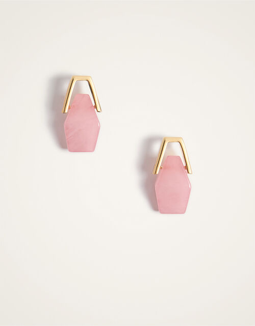 La DoubleJ Portal Earrings 24K Gold Plate & Pink Resin EAR0051POL014SOLIDPI01