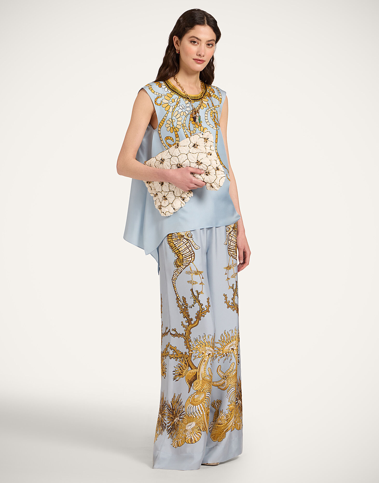 La DoubleJ San Carlo Top Oceania Plac&eacute;e Light Blue TOP0157SIL006OCE01BU01