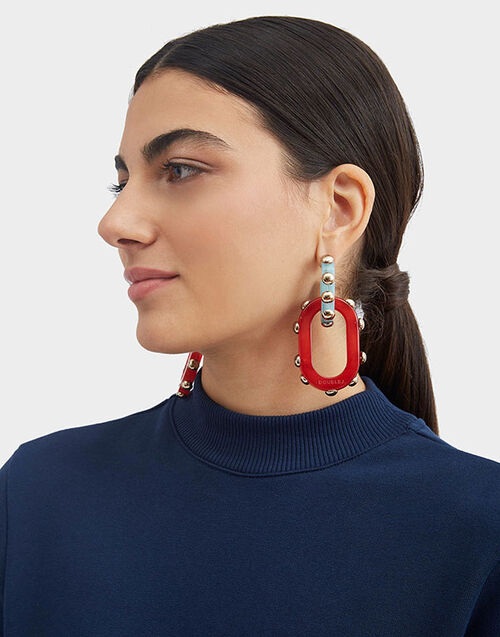 La DoubleJ Nefertiti Double Earrings Red EAR0040POL004SOLIDRE01