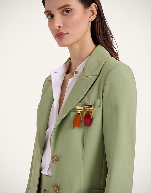 La DoubleJ Portal Brooch 24k Gold Plate & Red Resin BCH0002POL014SOLIDRE02