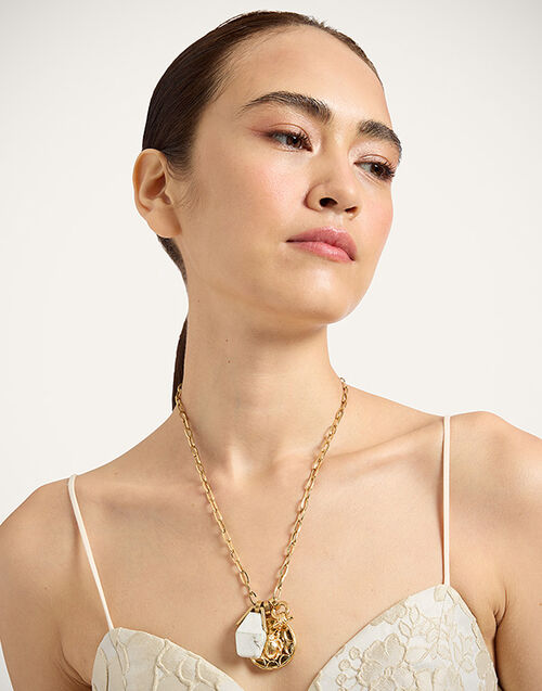 La DoubleJ Transformation Charm Necklace 24k Gold Plate & Howlite NEC0025BRA003HOW01YE05