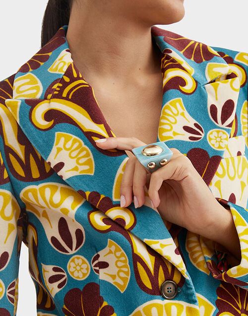 La DoubleJ Hathor Square Ring Light Blue RIN0003POL005SOLIDBU01