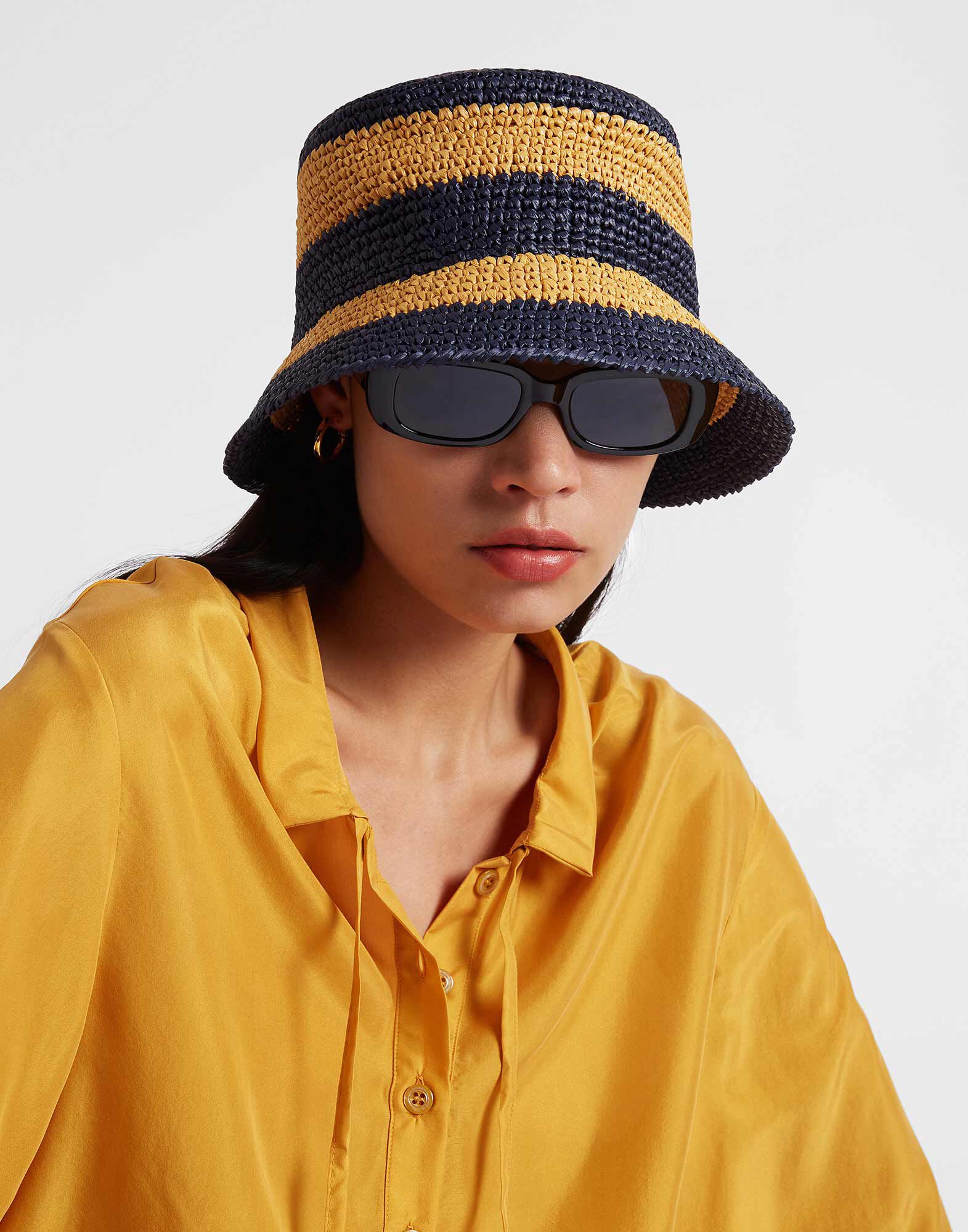 La DoubleJ Bucket Hat Color Block Navy HAT0015RAF003CLB15BU06