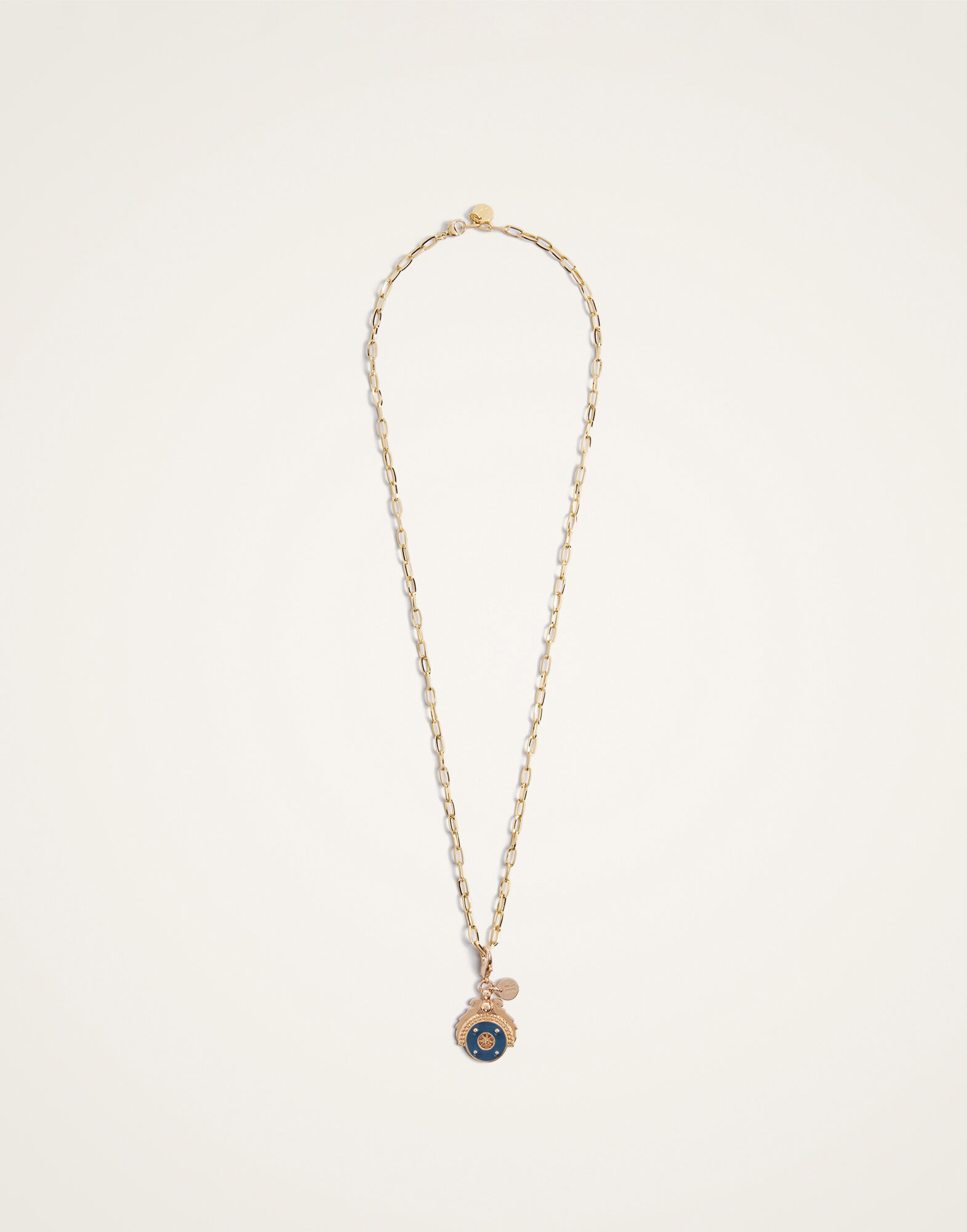 La DoubleJ Medallion Charm 24k Gold Plate & Blue Enamel CHM0009BRA003SOLIDBU03