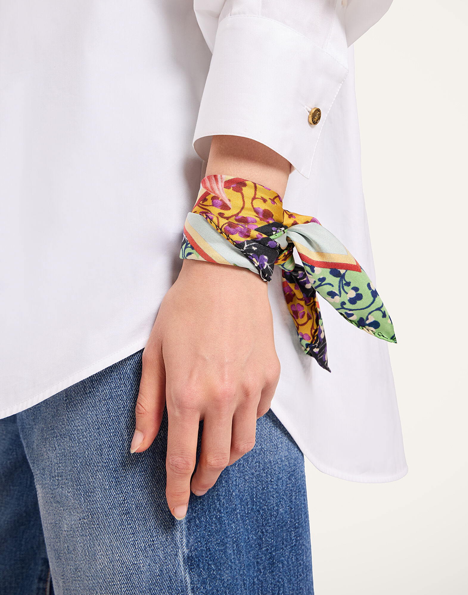 La DoubleJ Foulard 45 Zooflora Birdbloom Plac&eacute;e Light Blue SCA0065SIL006BIB03BU01