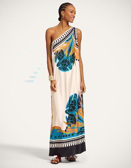 La DoubleJ Roy Dress Florence Plac&eacute;e Ivory DRE0304SIL006FLO02WH04