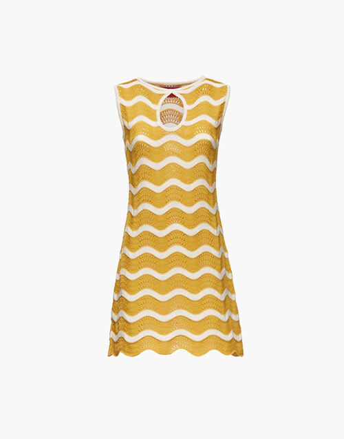 La DoubleJ Wavy Mini Dress Avorio / Giallo DRE0502KNI078VA159WH04