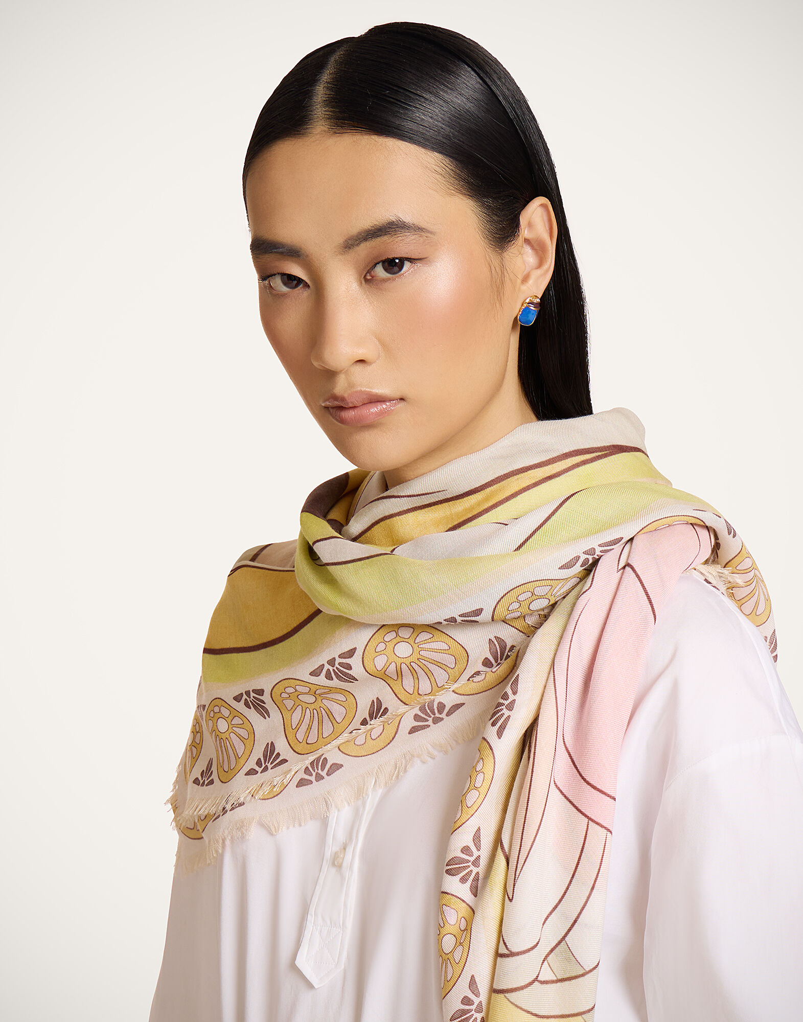 La DoubleJ Reversible Foulard 90 Florette Plac&eacute;e Fuchsia SCA0099SIL006FLO08PI03