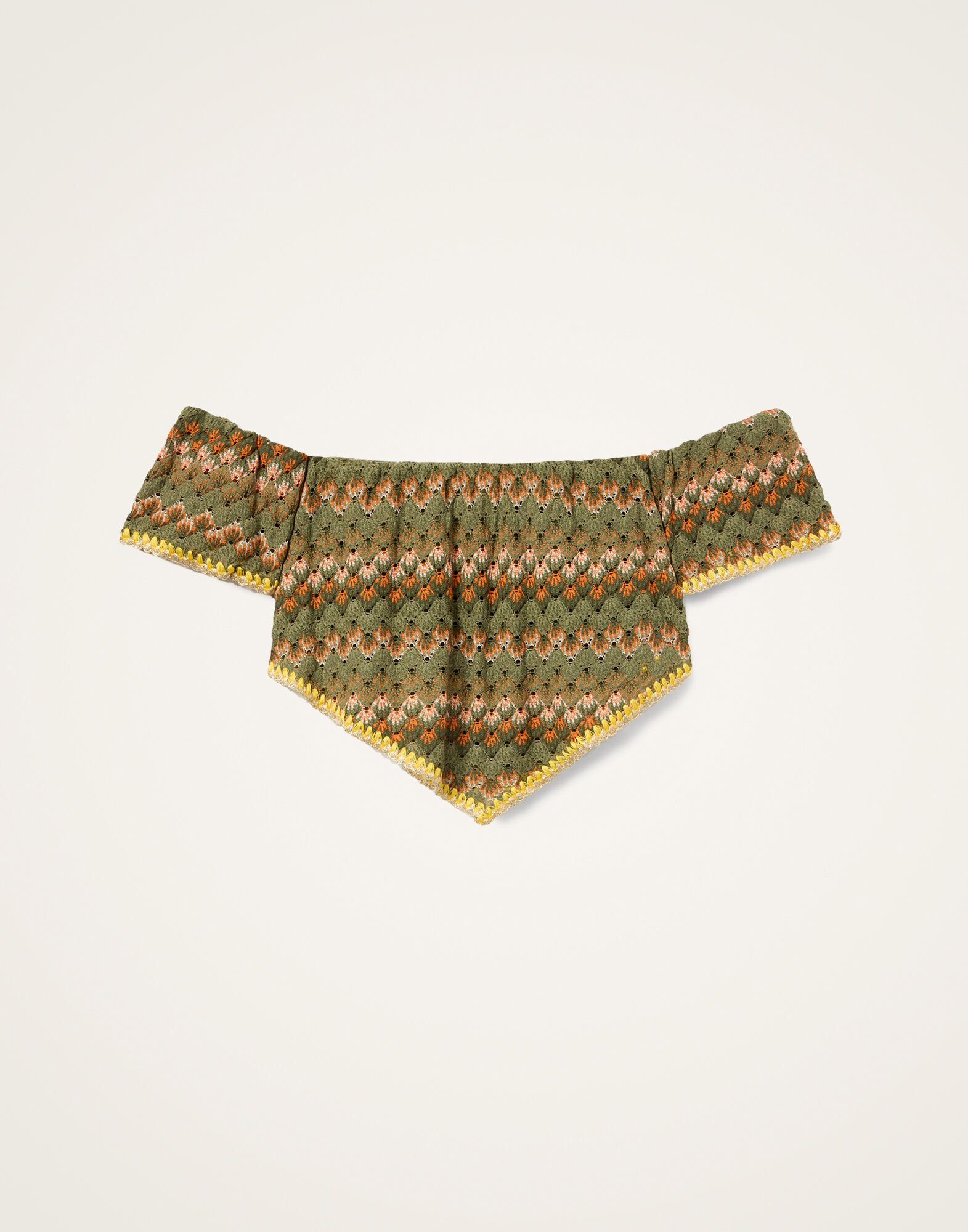 La DoubleJ Sand Dollar Top Multicolor Green & Orange TOP0211COT091SOLIDGR02