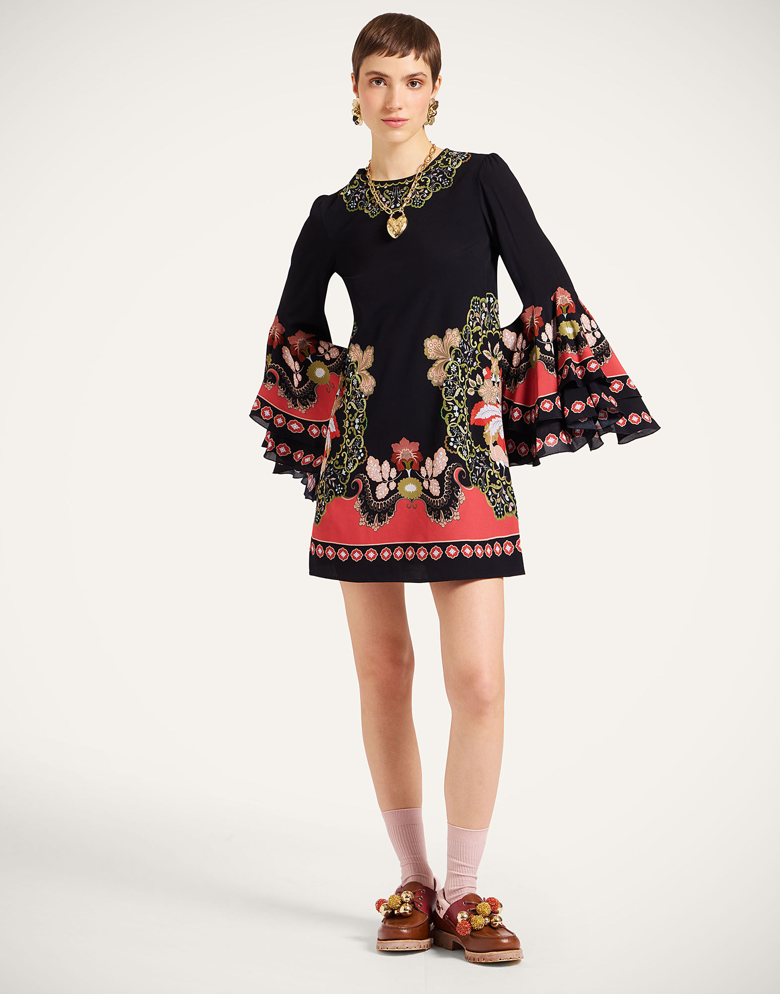 La DoubleJ Friday Dress Cornucopia Plac&eacute;e Black DRE1000VIS028CRN03BL01