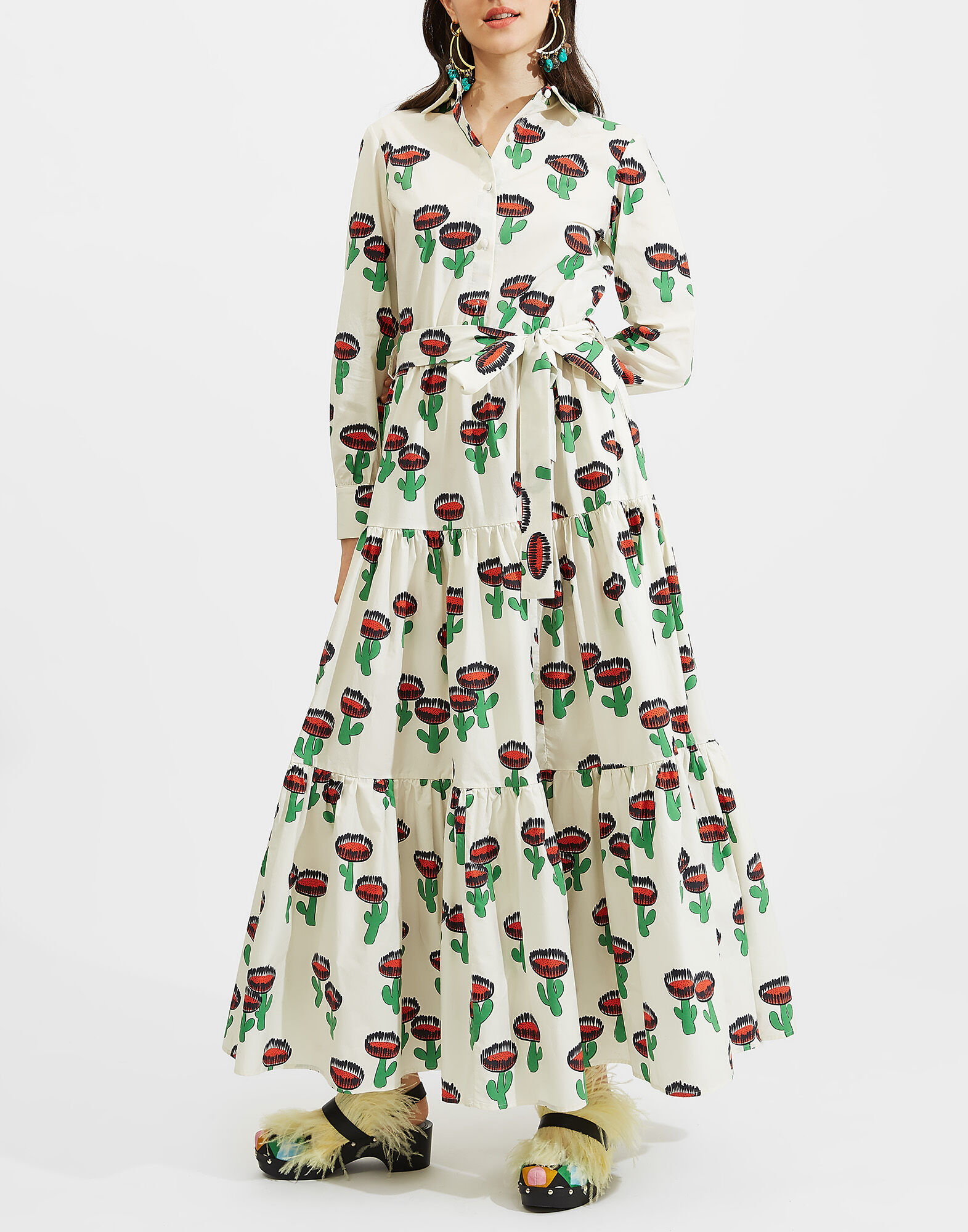 LaDoubleJ Bellini Dress Chirpy Cactus DRE0016COT001CHI0001