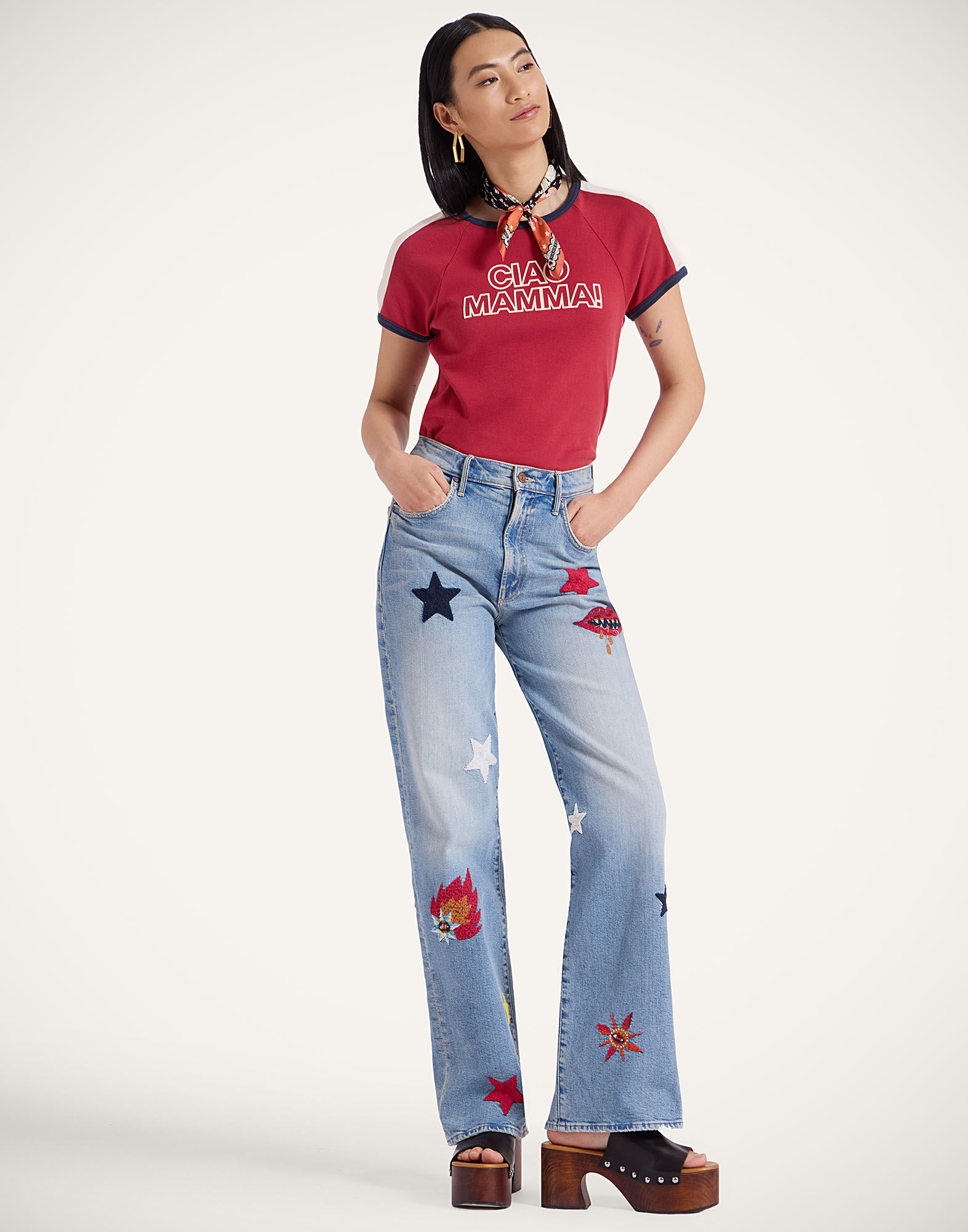 La DoubleJ Itty Bitty Concert Racer T-Shirt Ciao Mamma! Red TSH0062JER058MAM03RE01