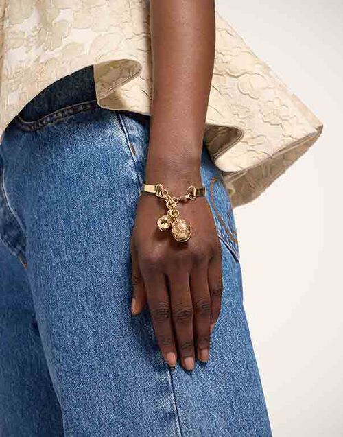 La DoubleJ Lady Scarab Bangle 24K Gold Plate & Rhinestone BAC0015MET002SOLIDPI01