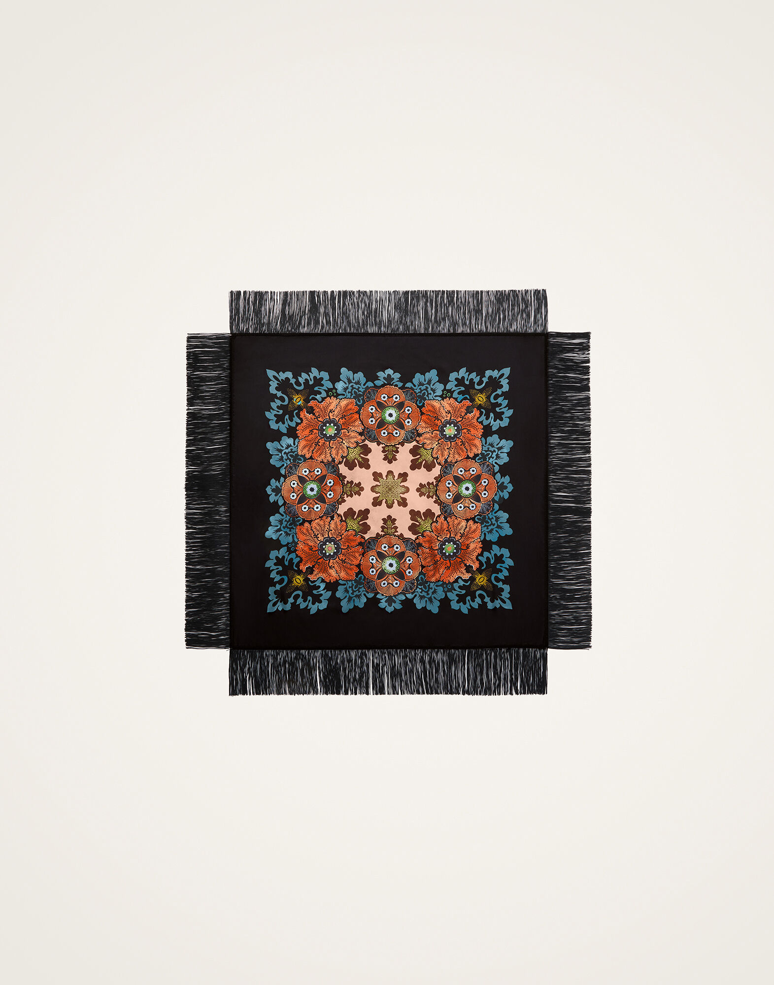 La DoubleJ Reversible Fringe Foulard 90 Bounty Plac&eacute;e Orange SCA0073SIL006BOU01OR02