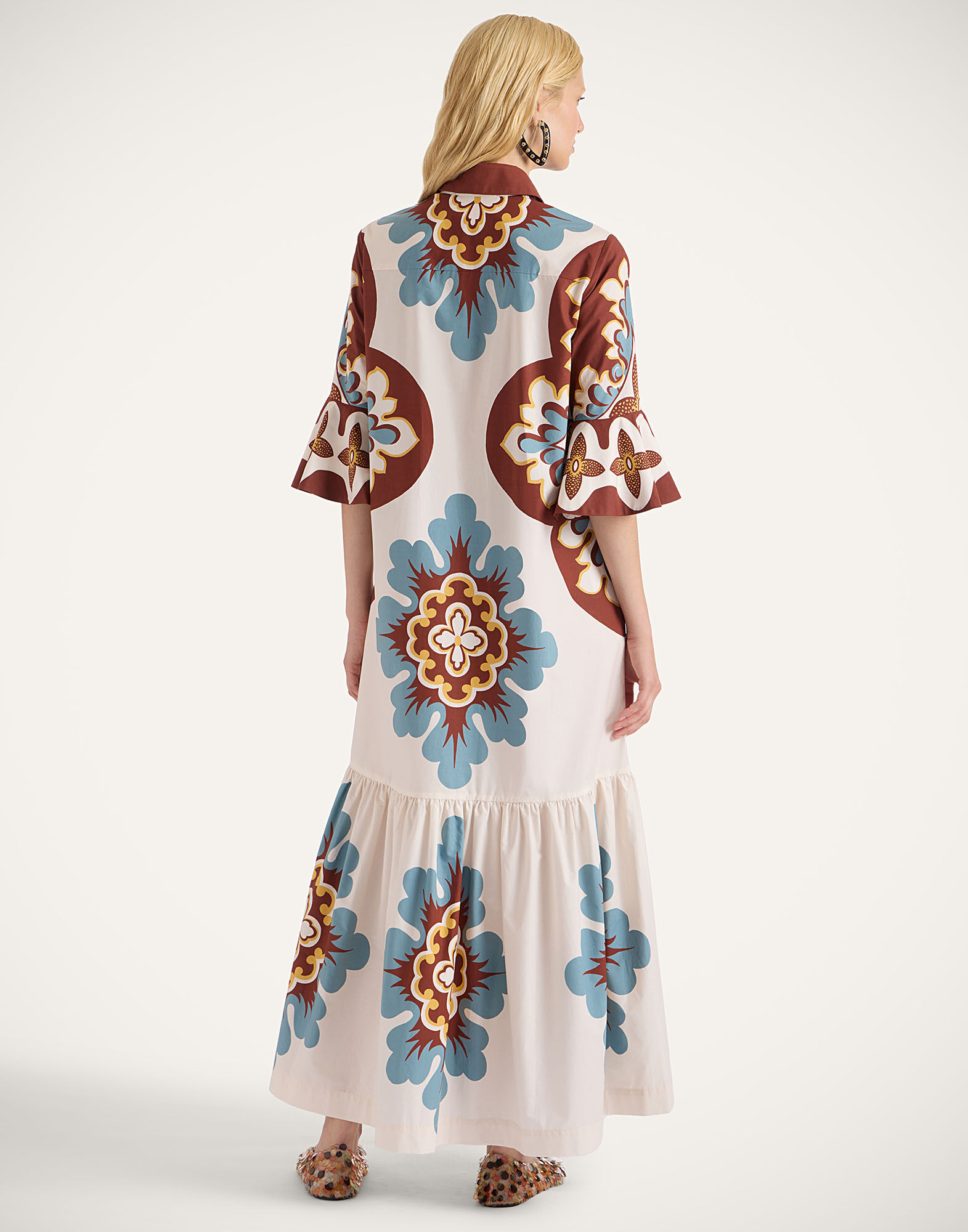 La DoubleJ Artemis Dress Palazzo Plac&eacute;e Chocolate DRE0201COT015PAL08BR07