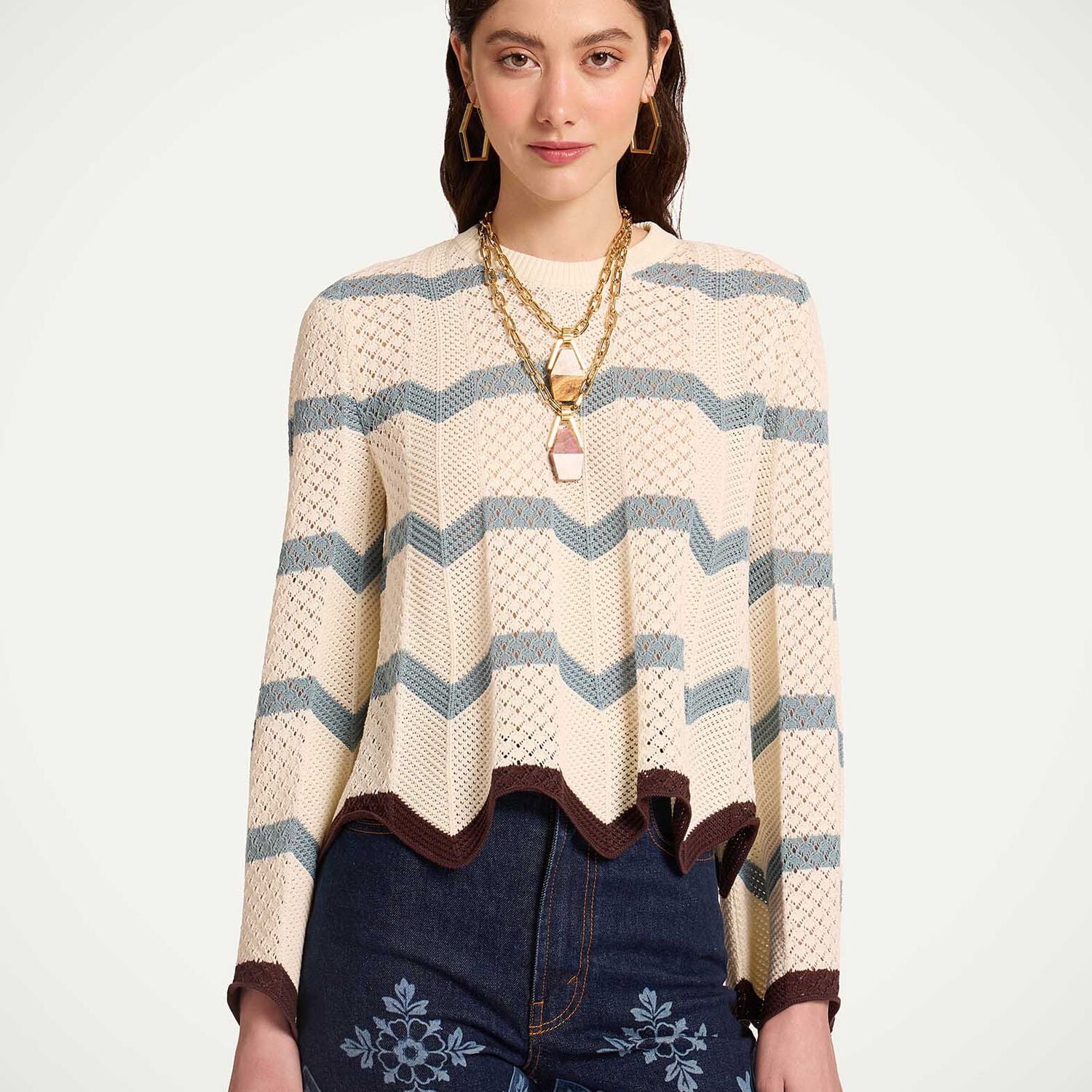 La Double J Chevron Crop Sweater