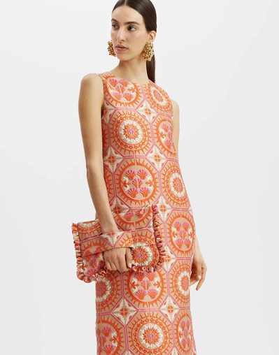 La DoubleJ Dresses Women - Column Dress Sun Orange XS 70%Polyester 21%Cotton 4%Silk 3%Polyammide 2%Ostrich Feathers La DoubleJ Dresses Women - Column Dress Sun Orange XS 70%Polyester 21%Cotton 4%Silk 3%Polyammide 2%Ostrich Feathers