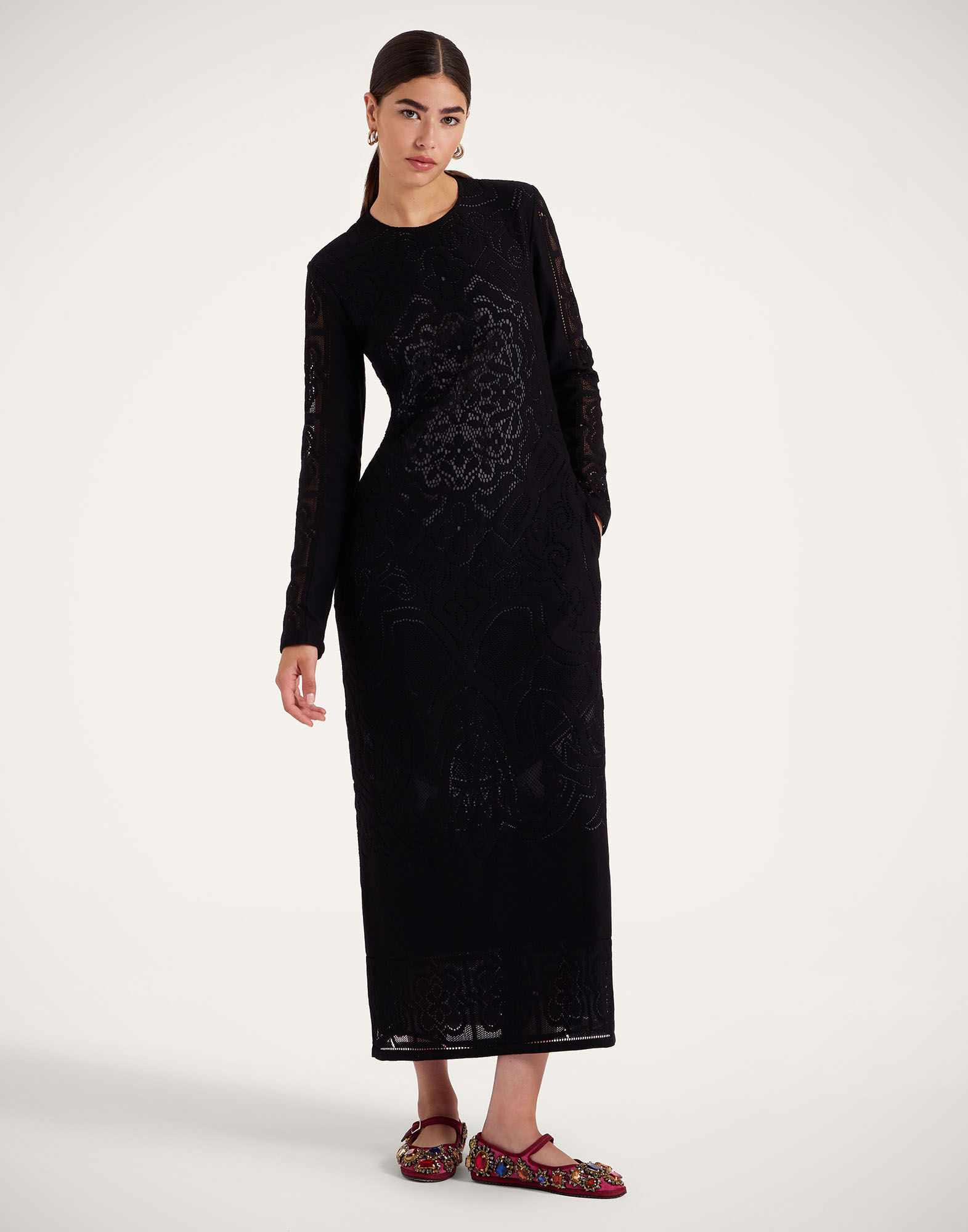 La DoubleJ Lacey Swing Dress Solid Black DRE0418EMB064SOLIDBL01