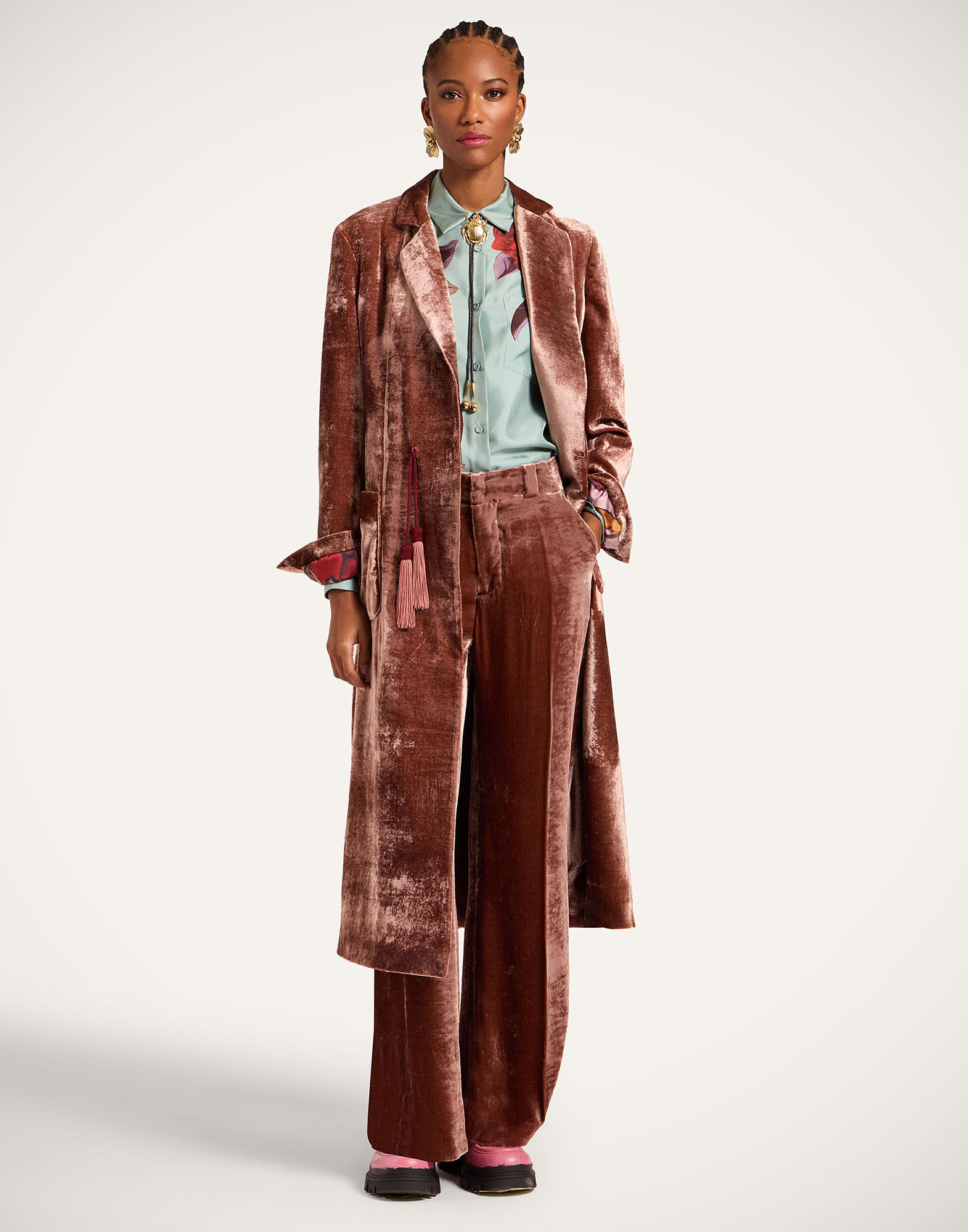 La DoubleJ Duster Coat Solid Dusty Pink JAC0166VEL019SOLIDPI10