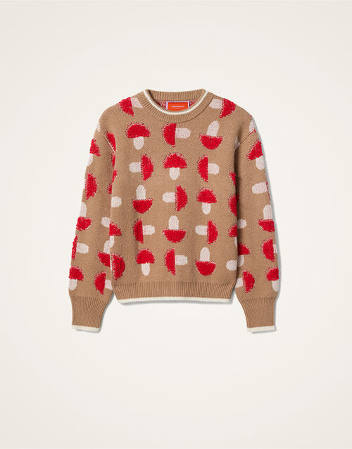 La DoubleJ Fun-Guy Sweater Camel & Red PUL0343KNI193VA449BR04
