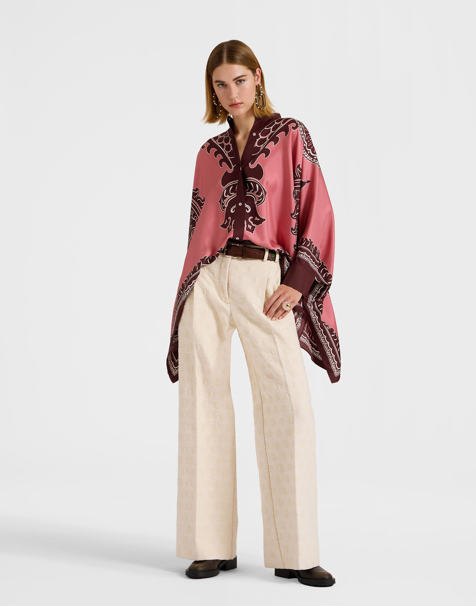 La DoubleJ Foulard Shirt Oltrarno Plac&eacute;e Pink SHI0059SIL006OLT03PI01