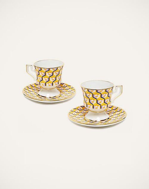 La DoubleJ Espresso Cup & Saucer Set of 2 Cubi Giallo DIS0007CER001CUB0009