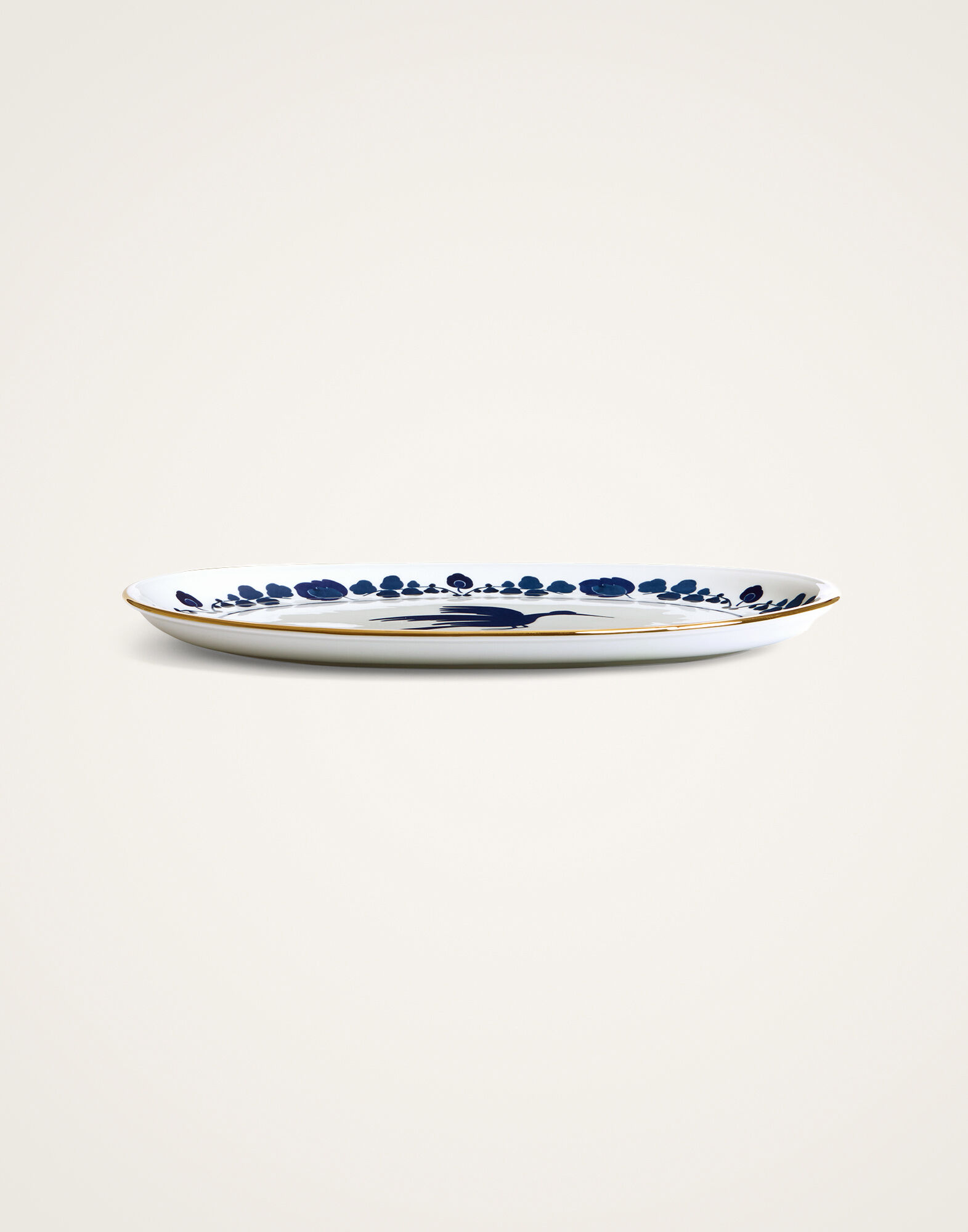 La DoubleJ Oval Platter Wildbird Blue PLA0002CER001BIR01BU03